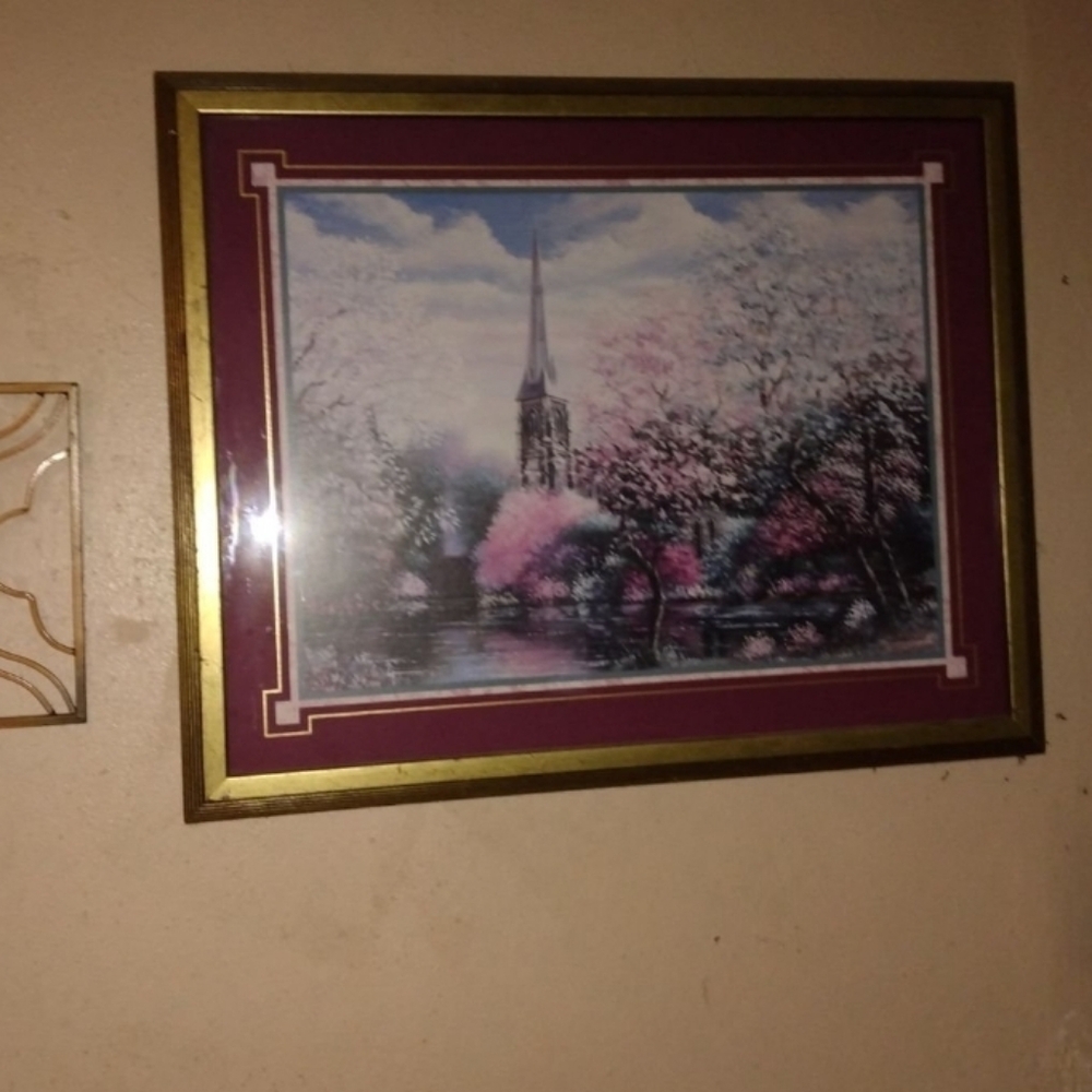 Elegant Sambataro Print – Cathedral & Blossoms with Candle Holders